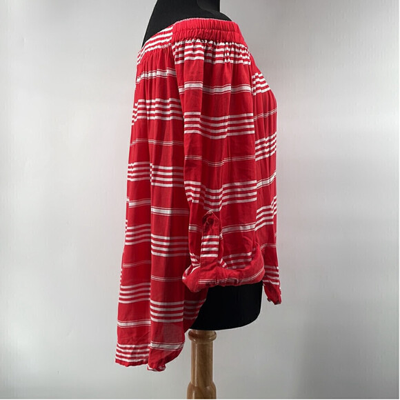Revolve faithful the brand off the shoulder striped shirt roll up sleeve sz lg - Picture 14 of 14